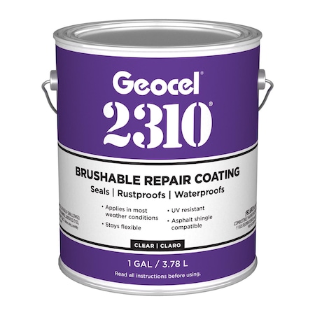 Geocel 2310 Tripolymer Brushable Repair Coating Crystal Clear Multi-Purpose Repair Coating 1 gal GC65300